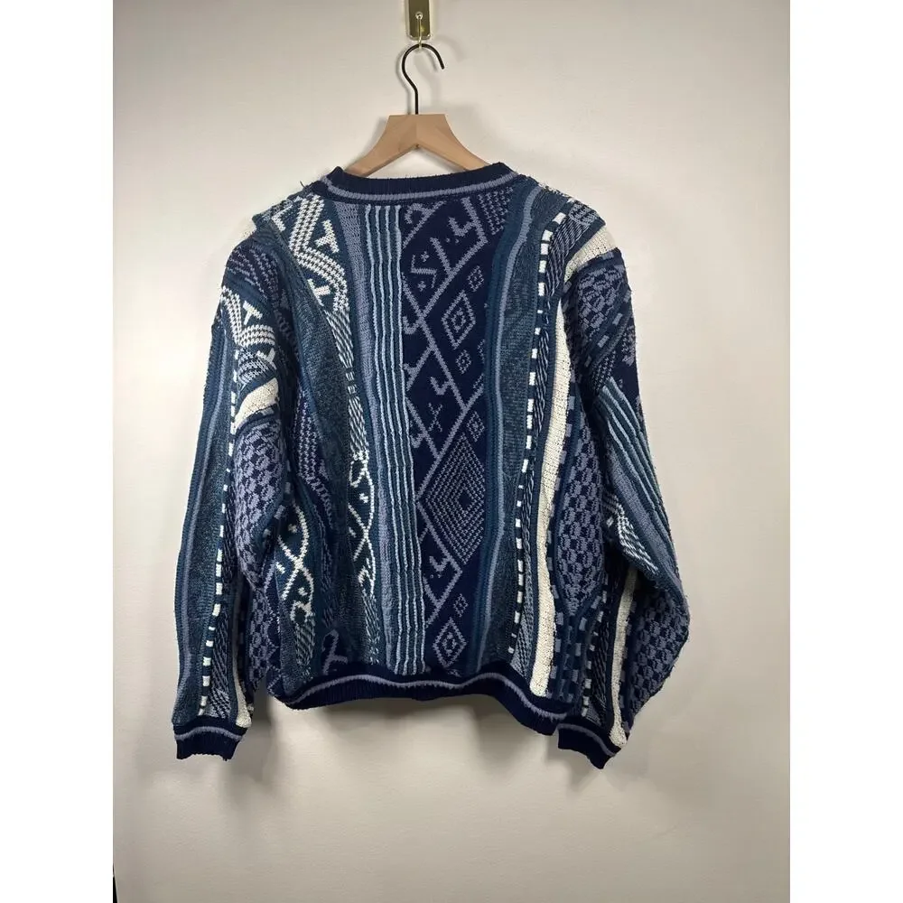 Lavane New York Vintage Coogi Style Textured Pattern Knit Crewneck Sweater - Picture 6 of 8